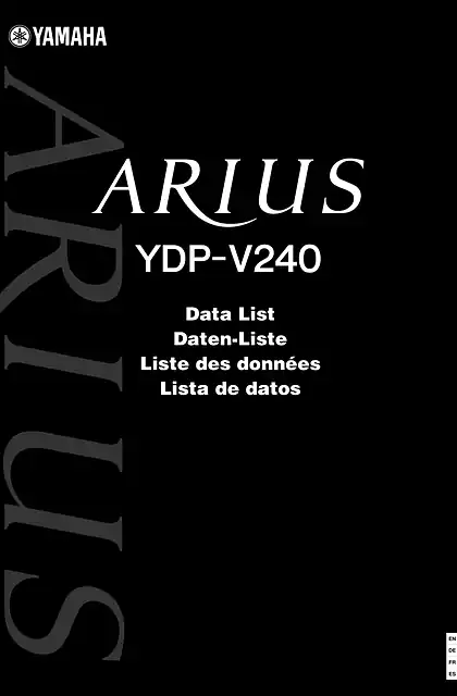 yamaha雅马哈YDP-V240 Data List